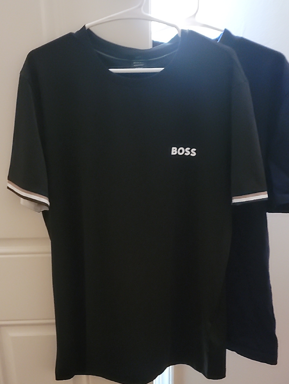BOSS Black Short Sleeve Logo Tee with Contrast Trim Slim Fit